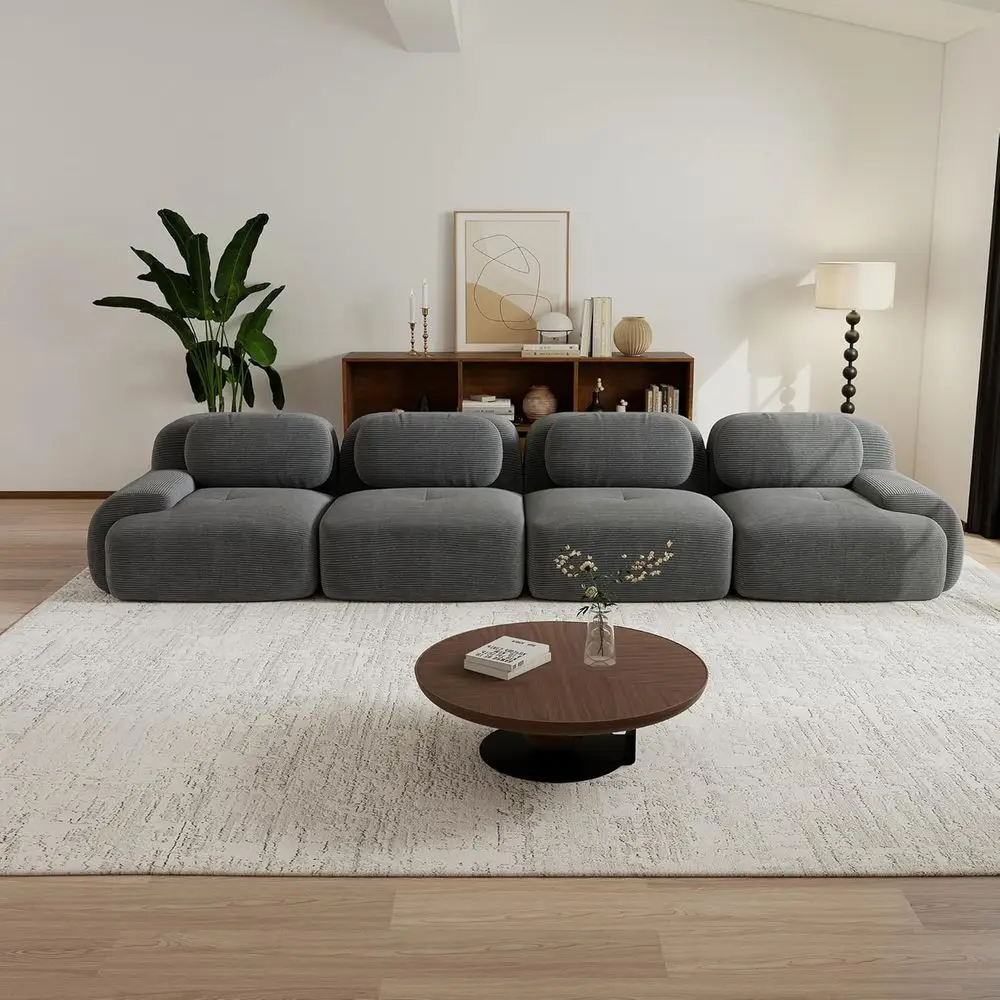 Oversized Deep Seat Sectional Sofa, 4-Seat with Lumbar Support, Corduroy Fabric, Grey for Living Room or Home Theater
Oversized Deep Seat Sectional Sofa, 4-Seat with Lumbar Support, Corduroy Fabric, Grey for Living Room or Home Theater