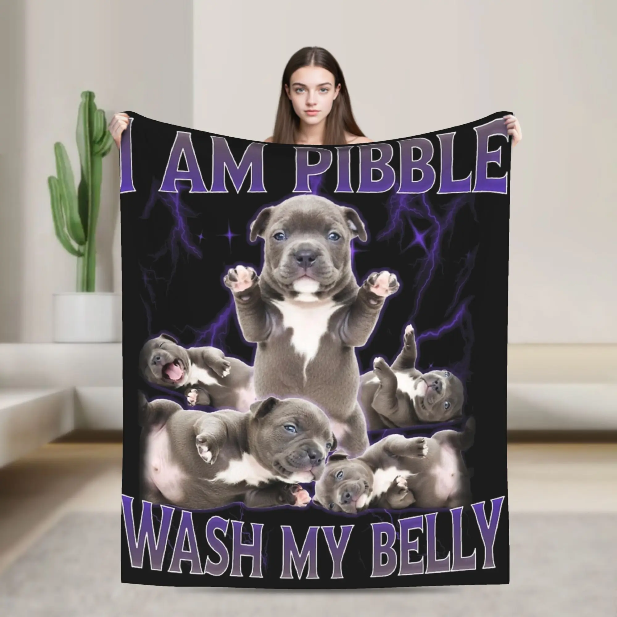Funny Pibble Meme Wash My Belly Blanket Multi-size Warm Cozy Fluffy Throw Blankets for Couch Sofa and Bed
Funny Pibble Meme Wash My Belly Blanket Multi-size Warm Cozy Fluffy Throw Blankets for Couch Sofa and Bed