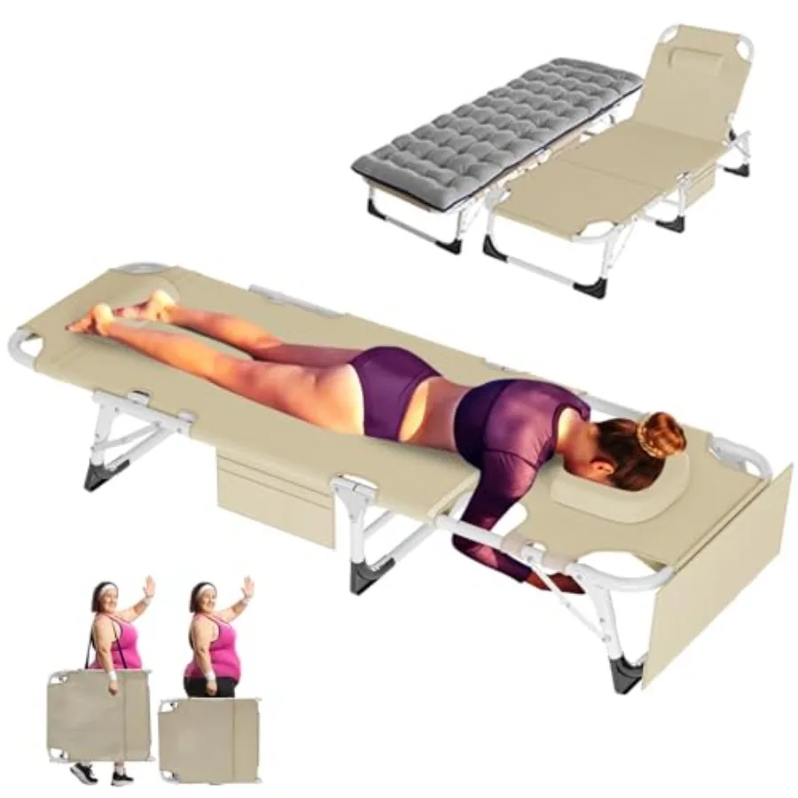 3 in 1 Sun Tanning Chair for Beach Pool Lawn Yard Patio, Heavy Duty Steel Frame with UV-Resistant Beige Fabric, 5-Position Adju
3 in 1 Sun Tanning Chair for Beach Pool Lawn Yard Patio, Heavy Duty Steel Frame with UV-Resistant Beige Fabric, 5-Position Adju