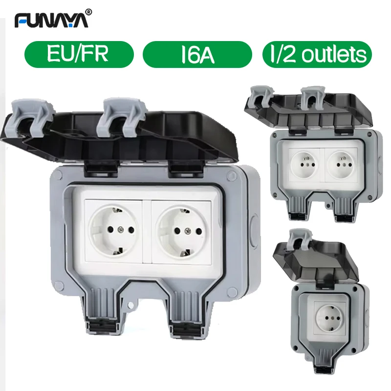 16A Waterproof Outdoor Wall Sockets EU French KR Double Outlets with Switch IP66 220V Electrical Power Socket Outlet for Home
16A Waterproof Outdoor Wall Sockets EU French KR Double Outlets with Switch IP66 220V Electrical Power Socket Outlet for Home