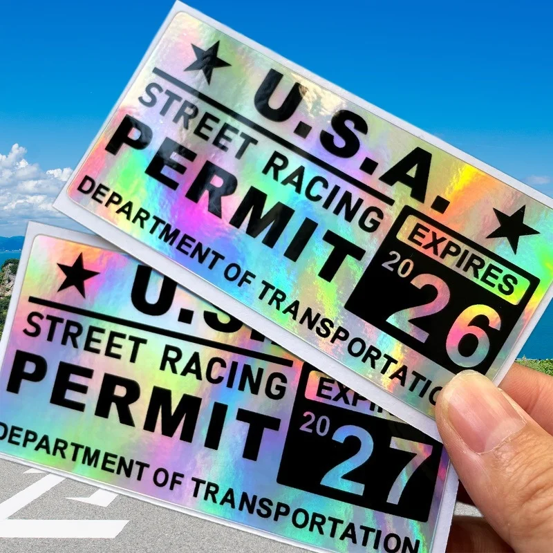 Holographic "U.S.A. Street Racing Permit" Stickers - 2025 & 2026 2027 Expiry Permanpet Car Body Window Decals motorcycle Sticker
Holographic "U.S.A. Street Racing Permit" Stickers - 2025 & 2026 2027 Expiry Permanpet Car Body Window Decals motorcycle Sticker