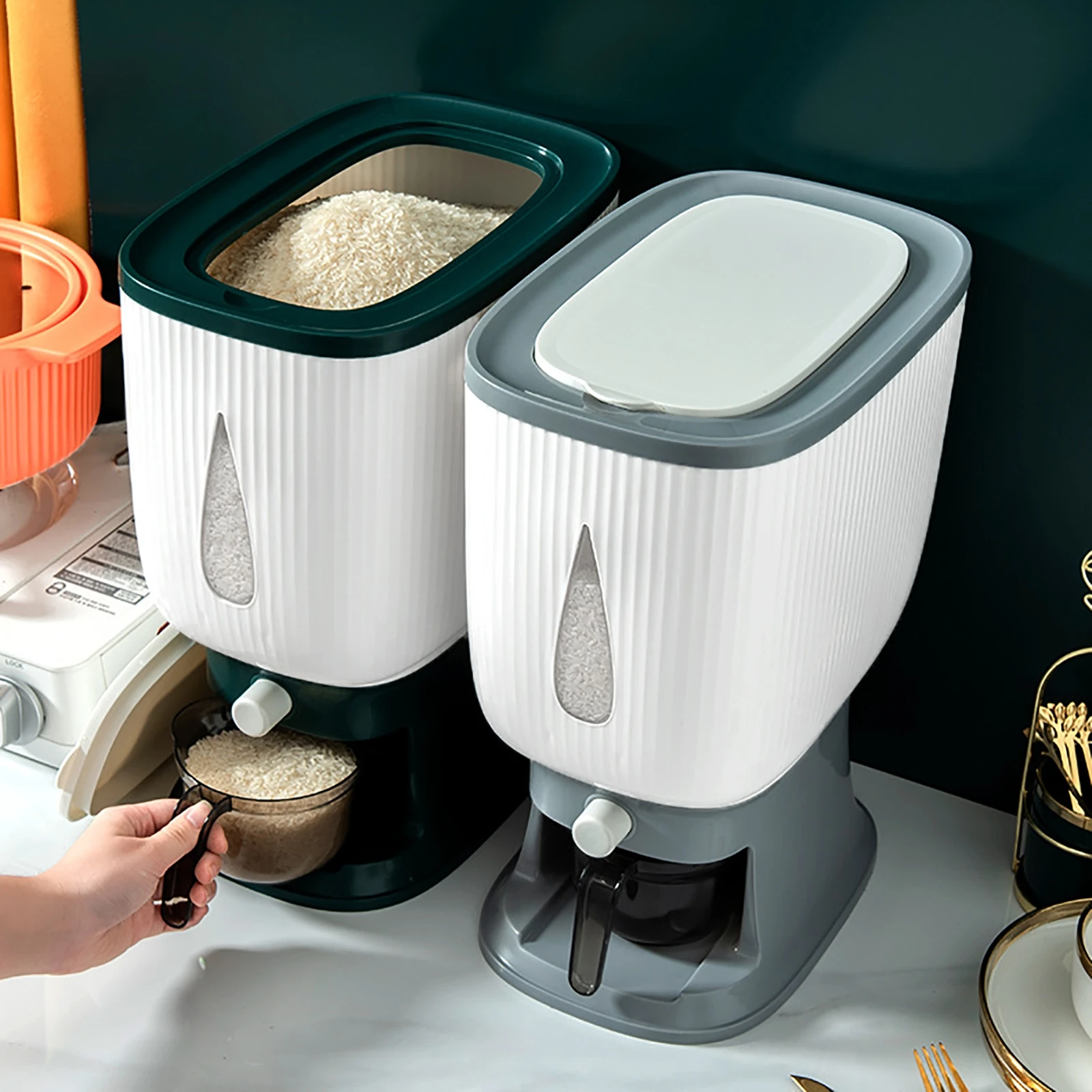 10KG Automatic Plastic Cereal Dispenser Storage Box Measuring Cup Kitchen Food Tank Rice Container Organizer Grain Storage Cans
10KG Automatic Plastic Cereal Dispenser Storage Box Measuring Cup Kitchen Food Tank Rice Container Organizer Grain Storage Cans