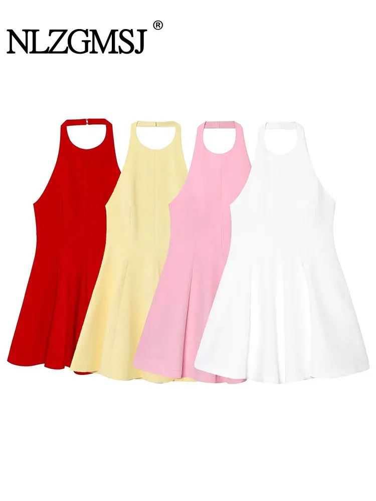 TRAFNLZGMSJ 2025 Summer Chic Casual Sexy Women Dress Solid Halter Sleeveless Lace-up Mini Vestidos New Fashion Dress
TRAFNLZGMSJ 2025 Summer Chic Casual Sexy Women Dress Solid Halter Sleeveless Lace-up Mini Vestidos New Fashion Dress