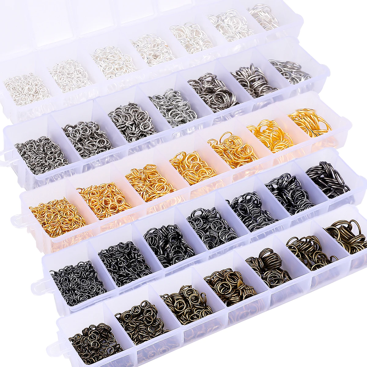3/4/5/6/7/8/10mm 7 Grid Open Jump Rings Split Rings Link Loop For DIY Jewelry Making Findings Connector 5 Colors 1170pcs/box
3/4/5/6/7/8/10mm 7 Grid Open Jump Rings Split Rings Link Loop For DIY Jewelry Making Findings Connector 5 Colors 1170pcs/box