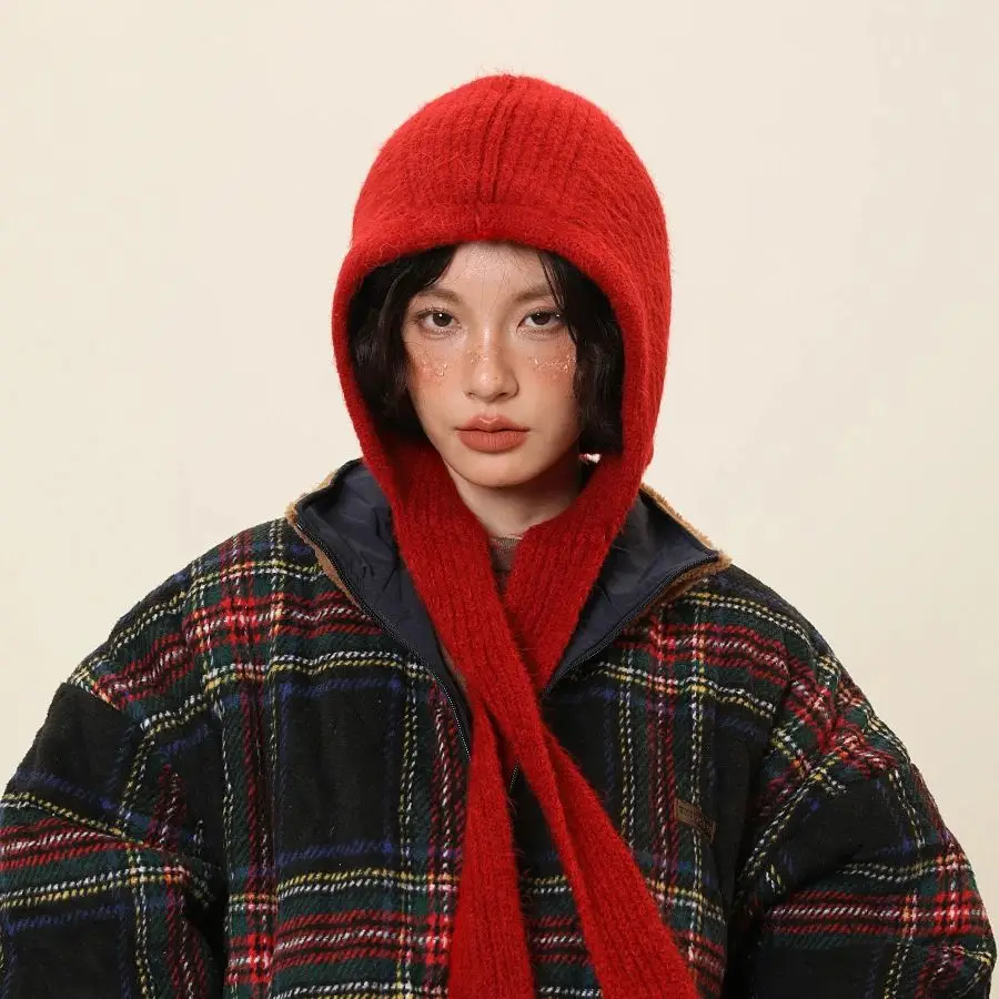 Red Knitted Hat for Women in Autumn and Winter, Thickened Warm Ear Protection, Knitted Hat and Scarf with Wool in One Piece
Red Knitted Hat for Women in Autumn and Winter, Thickened Warm Ear Protection, Knitted Hat and Scarf with Wool in One Piece