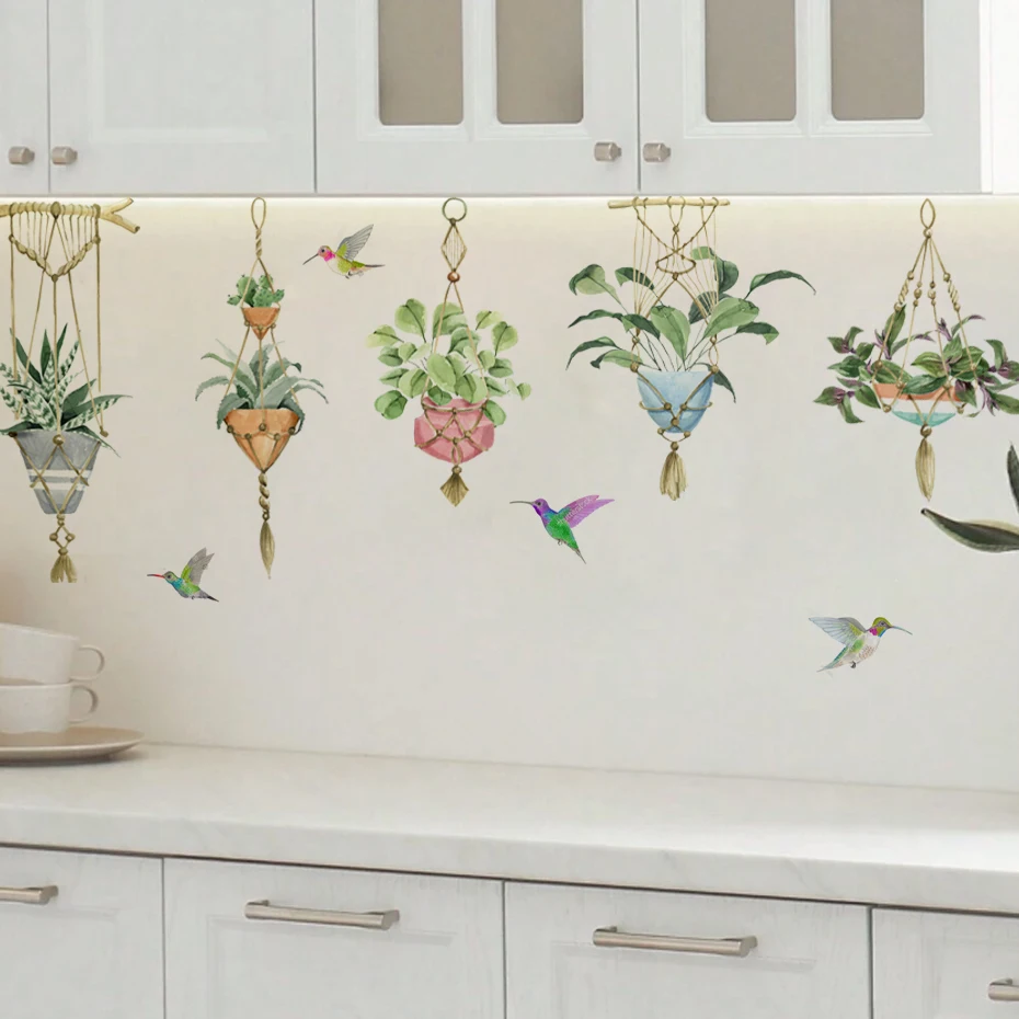 Watercolor Creative Hanging Baskets Green Plants And Birds Wall Stickers For Living Room Bedroom Balcony Wall Decals Home Decor
Watercolor Creative Hanging Baskets Green Plants And Birds Wall Stickers For Living Room Bedroom Balcony Wall Decals Home Decor