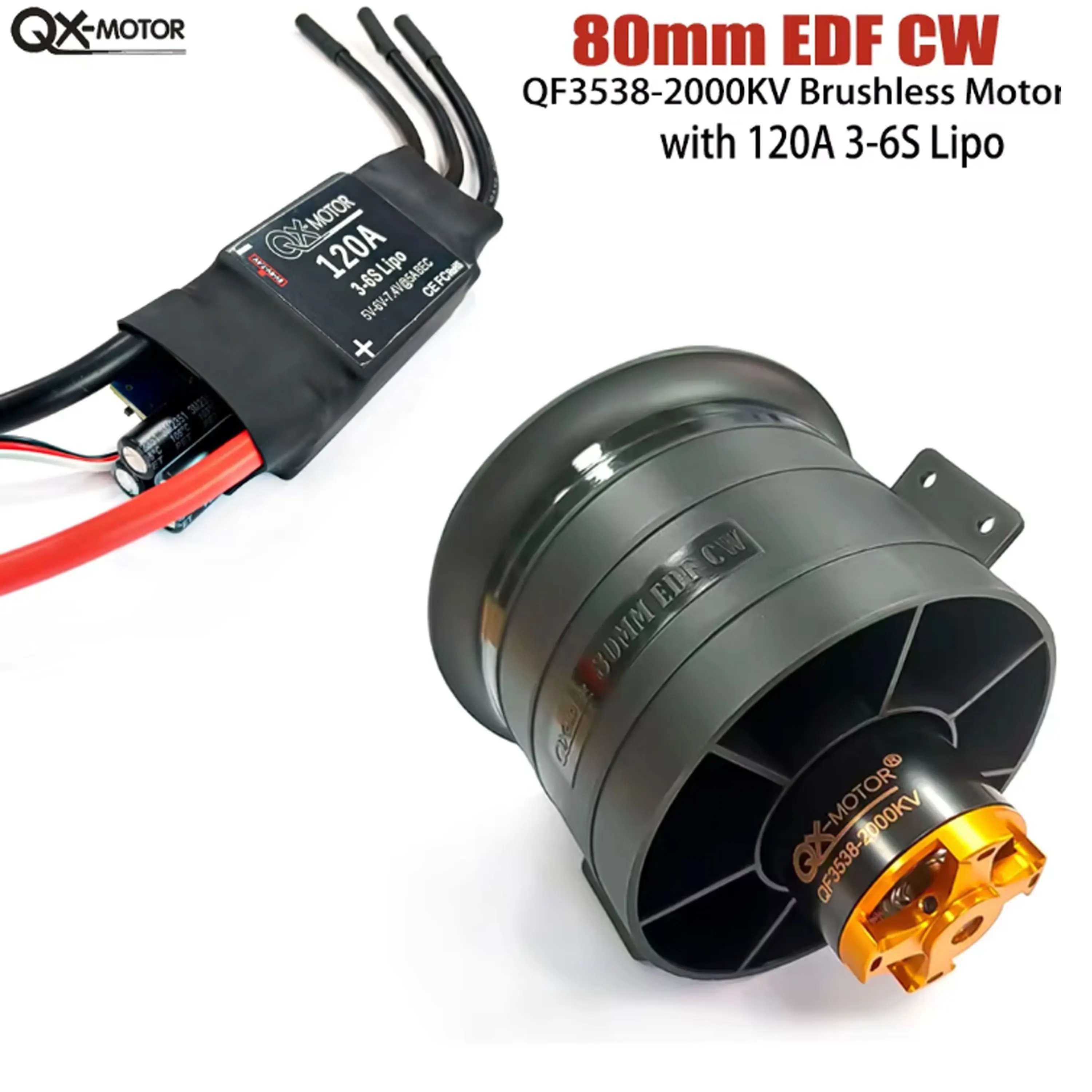 Система вентиляторов с канальным двигателем QX-MOTOR 80 мм EDF - QF3748 1000KV 12S + QF3538 2000KV 6S, 12-лопастные, CW/CCW, для радиоуправляемых реактивных самолетов
Система вентиляторов с канальным двигателем QX-MOTOR 80 мм EDF - QF3748 1000KV 12S + QF3538 2000KV 6S, 12-лопастные, CW/CCW, для радиоуправляемых реактивных самолетов