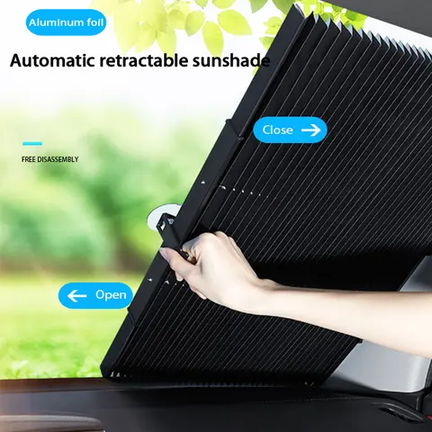 Car Retractable Windshield Sunshade with Suction Cups Folding Front Rear Window Sun Shade Summer UV Blocking Sun Protective