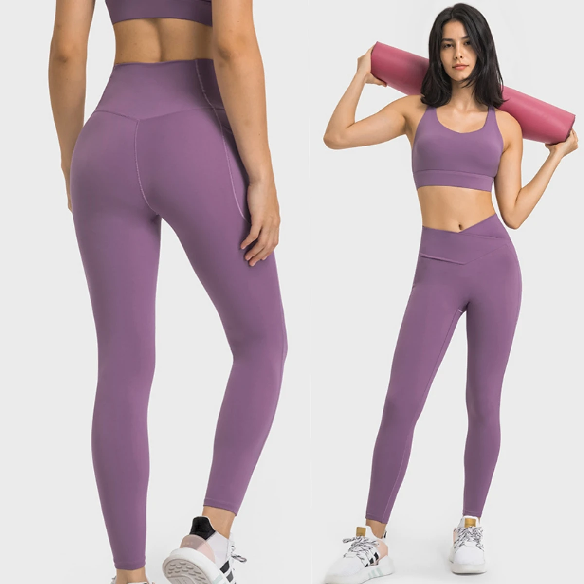 Seamless cross waist sports Leggings women's double side pockets without T-line high elastic hip lifting nine point yoga pants
Seamless cross waist sports Leggings women's double side pockets without T-line high elastic hip lifting nine point yoga pants