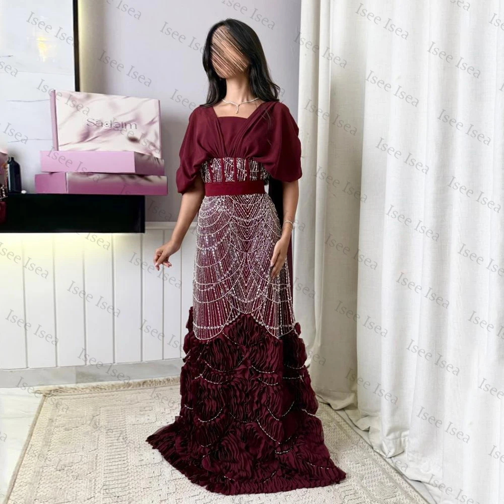 Burgundy Beaded Dubai Luxuries Prom Dresses Pleat V-Neck Floor Length Formal Evening Party Gown Cocktail Dress Customized
Burgundy Beaded Dubai Luxuries Prom Dresses Pleat V-Neck Floor Length Formal Evening Party Gown Cocktail Dress Customized