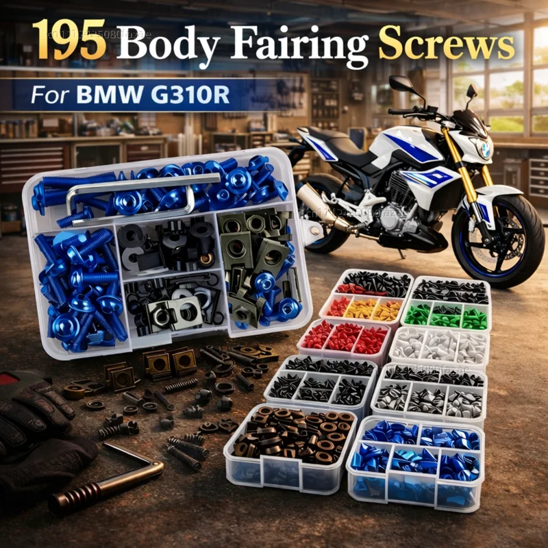 195pcs Motorcycle Fairing Bolts Body Screws Nuts For BMW G310R 2016 2017 2018 2019 2020 2021 G310-R G310 R Kit Aluminum CNC Set
195pcs Motorcycle Fairing Bolts Body Screws Nuts For BMW G310R 2016 2017 2018 2019 2020 2021 G310-R G310 R Kit Aluminum CNC Set