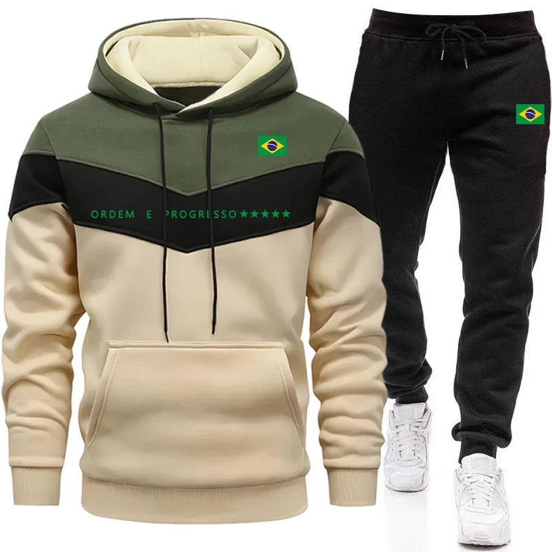 Brazil Fashion Men's Hoodies Set Daily Casual Sports Hooded Sweatshirt and Jogger Pants Male Urban Trend Warm Pullover Tracksuit
Brazil Fashion Men's Hoodies Set Daily Casual Sports Hooded Sweatshirt and Jogger Pants Male Urban Trend Warm Pullover Tracksuit
