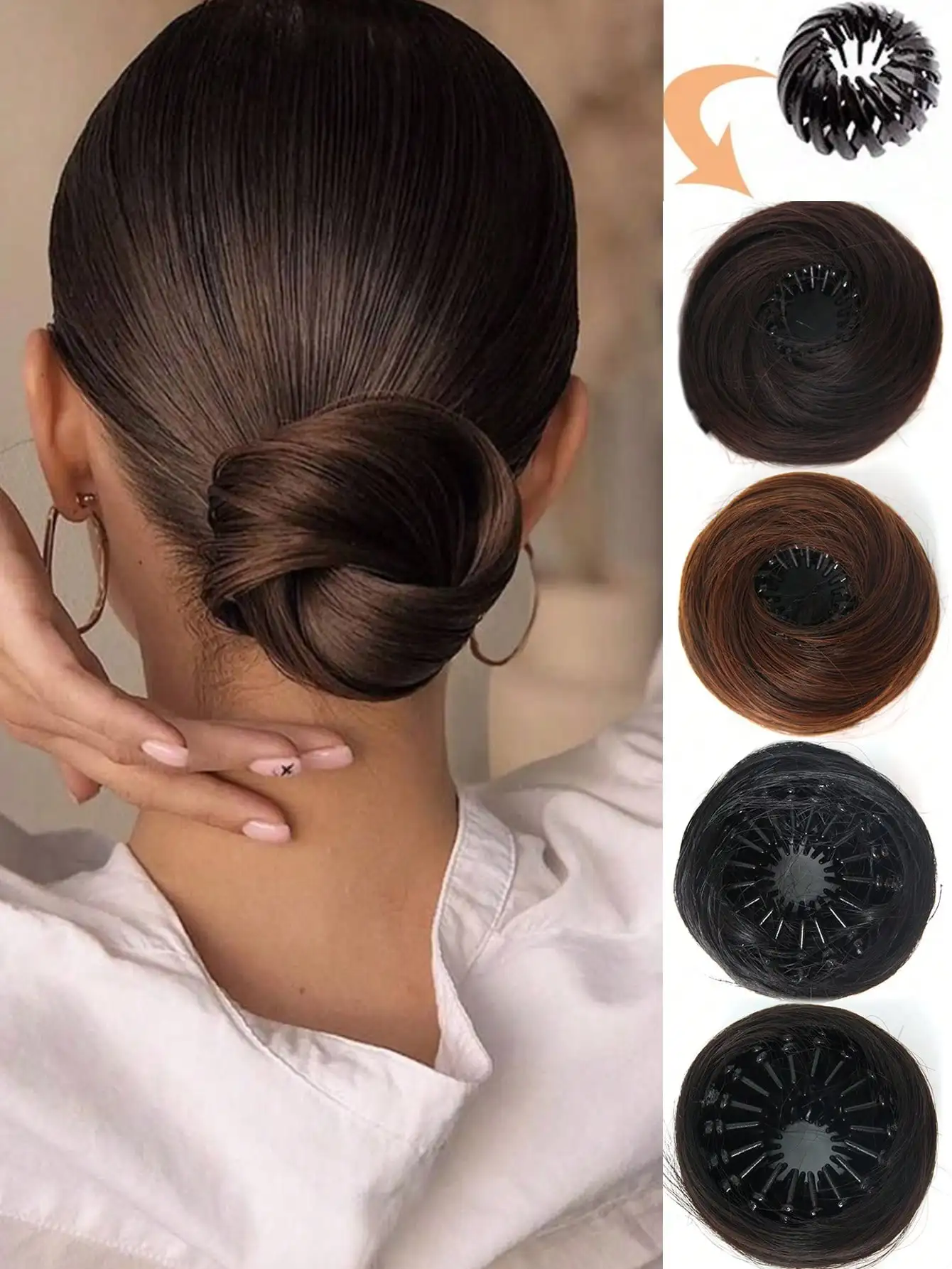 Synthetic Claw Chignon Ponytail Bun Extensions Black Brown Updos Hair Accessories For Women Girls Daily Party Use
Synthetic Claw Chignon Ponytail Bun Extensions Black Brown Updos Hair Accessories For Women Girls Daily Party Use