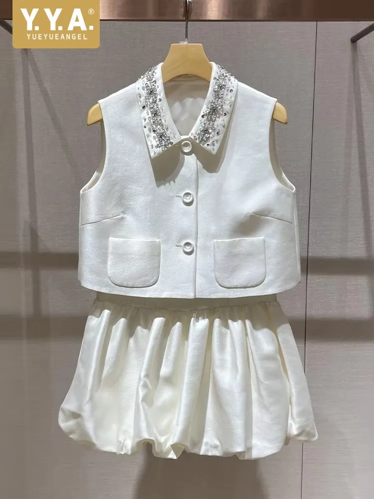 Women Summer Turndown Collar Diamond Shiny Vest Outfits Sweet Sleeveless Tops Sets High Waisted Bud Mini Skirt Two Piece Set
Women Summer Turndown Collar Diamond Shiny Vest Outfits Sweet Sleeveless Tops Sets High Waisted Bud Mini Skirt Two Piece Set