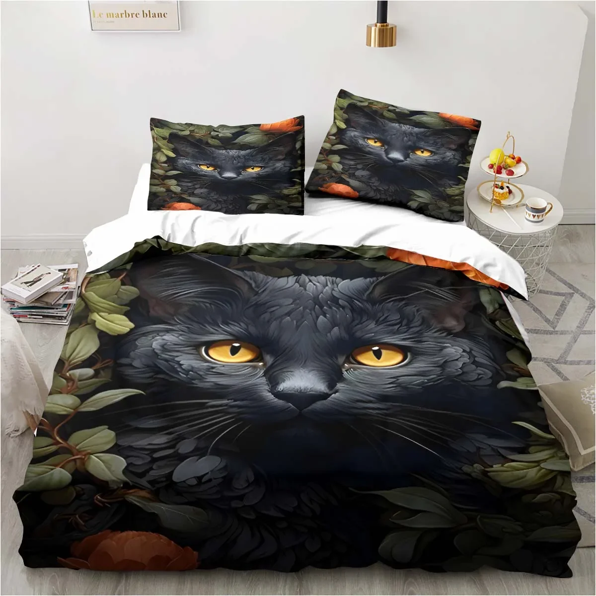 Cartoon cat black cat pattern bedroom bedding pillowcase duvet cover bed skirt set children's room bedding set luxury birthday
Cartoon cat black cat pattern bedroom bedding pillowcase duvet cover bed skirt set children's room bedding set luxury birthday