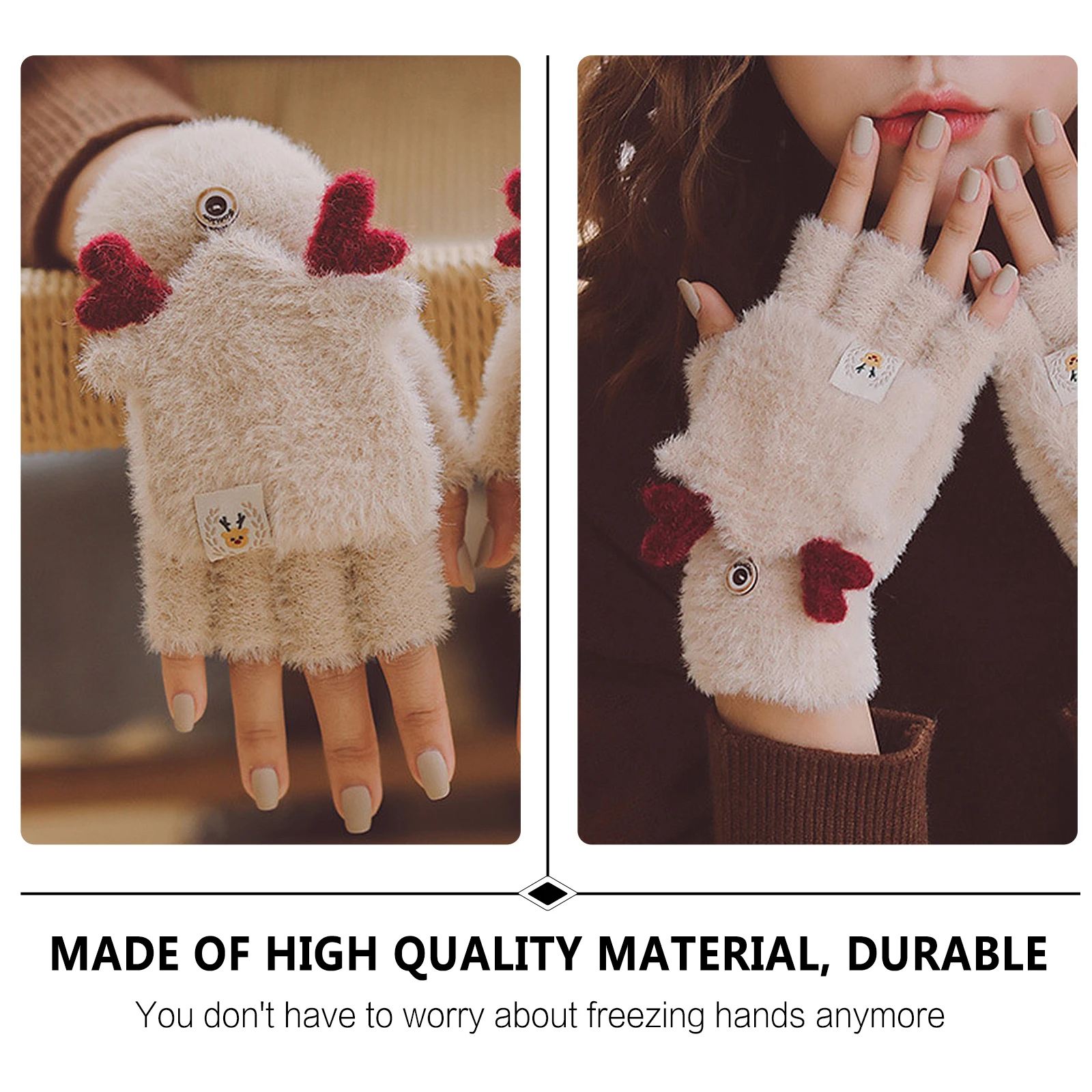 Finger Fleece Antler Gloves Deer Horn Mitten Fairy Faux Imitation for Winter 
Finger Fleece Antler Gloves Deer Horn Mitten Fairy Faux Imitation for Winter