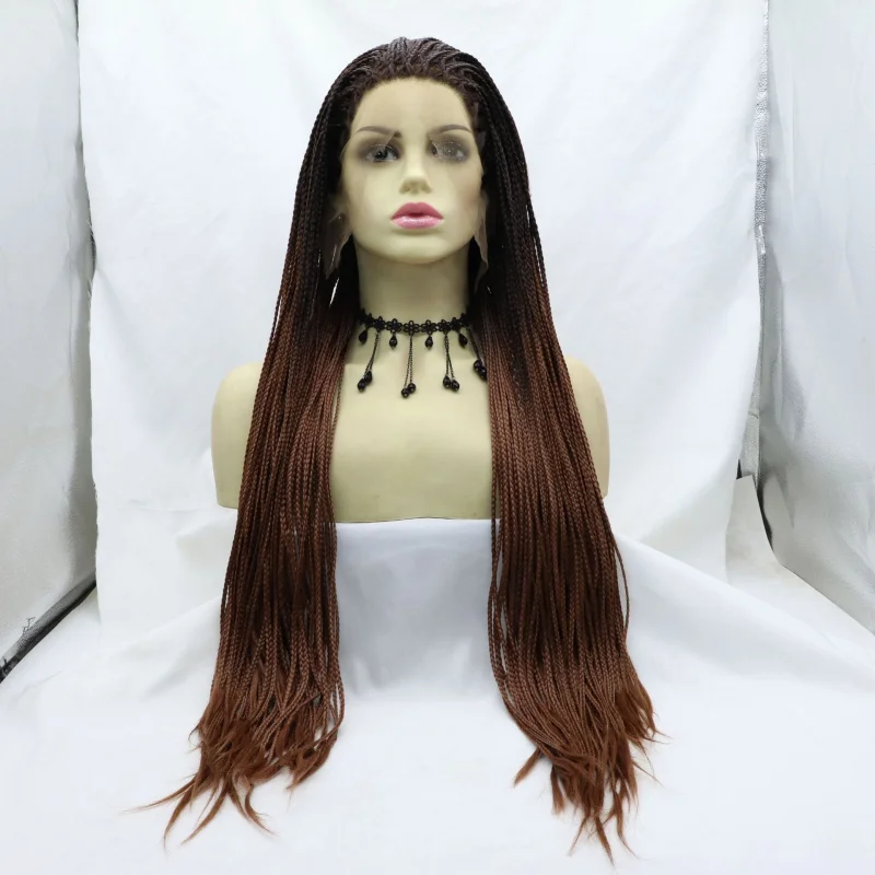 Hand-crafted lace front wig for women, hip-hop rock style, three thick braids, black headpiece
Hand-crafted lace front wig for women, hip-hop rock style, three thick braids, black headpiece