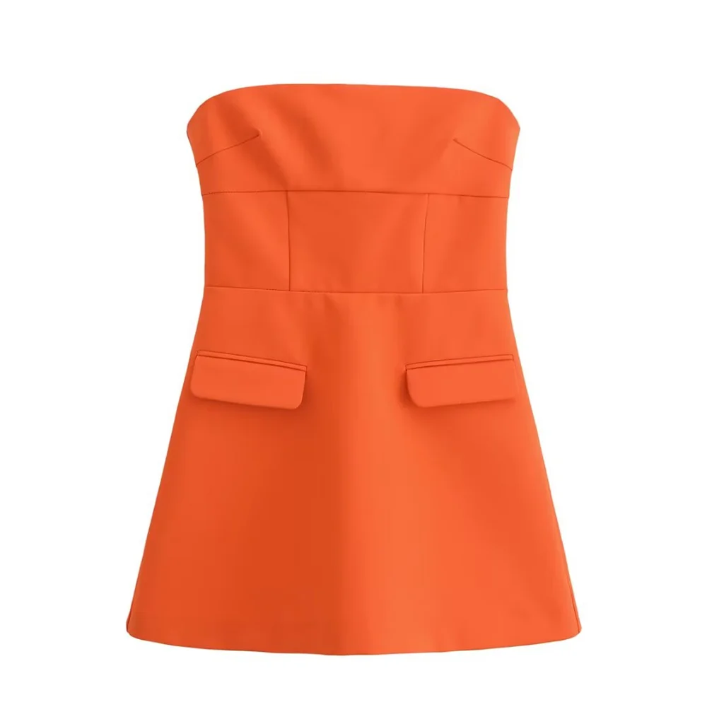 Taop&Za women's one-piece collar flip top decoration strapless off shoulder straight neck short skirt spring new slim fit dress
Taop&Za women's one-piece collar flip top decoration strapless off shoulder straight neck short skirt spring new slim fit dress