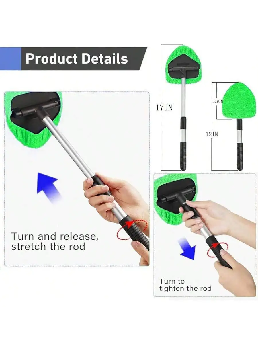 Car Windshield Cleaner With Extendable Handle And 4 Reusable Microfiber Pads Green
Car Windshield Cleaner With Extendable Handle And 4 Reusable Microfiber Pads Green