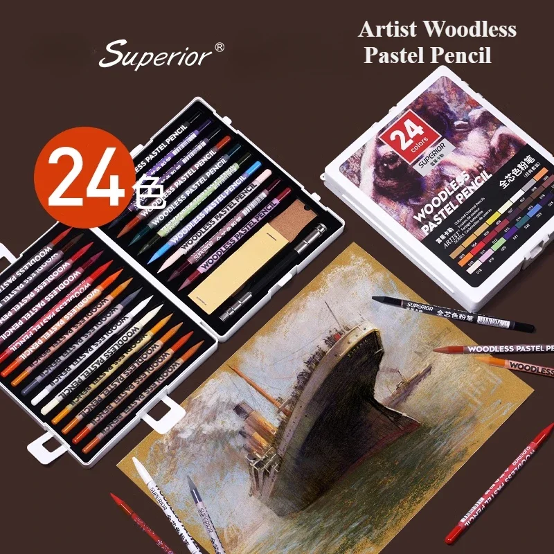 SUPCRIOR-Woodless Pastel Pencils 24 Colors 7mm Core Artist Grade Chalk Charcoal Pencil Great Blending Layering Sketching in Case
SUPCRIOR-Woodless Pastel Pencils 24 Colors 7mm Core Artist Grade Chalk Charcoal Pencil Great Blending Layering Sketching in Case
