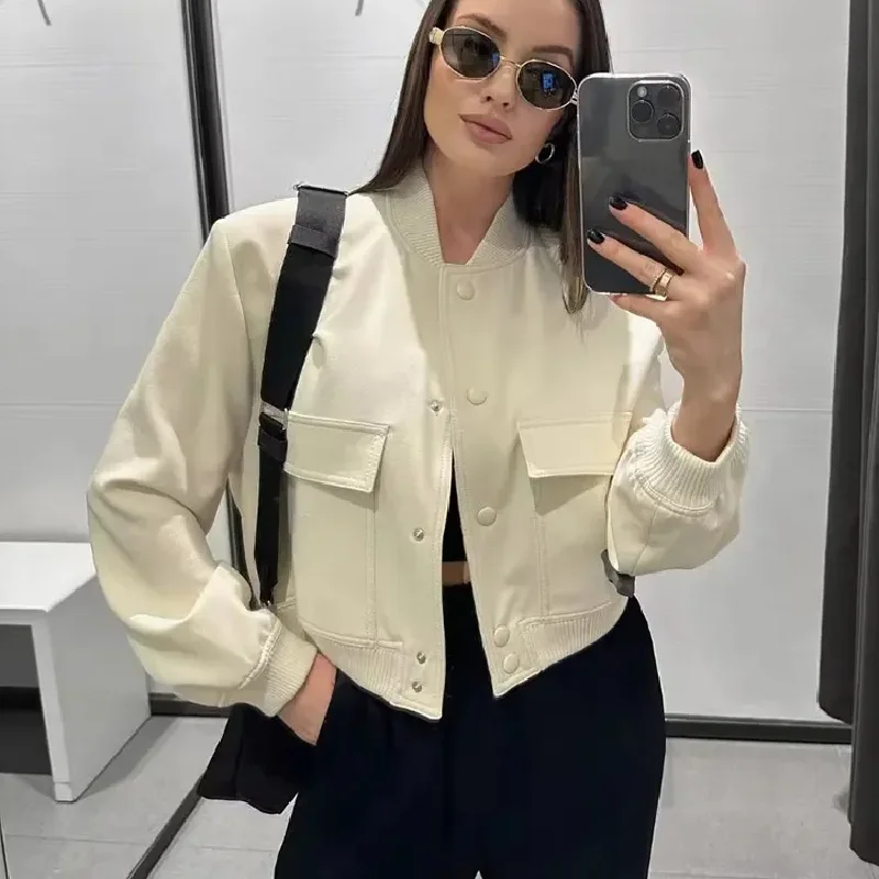Women Fashion With Pockets Bomber Coats Vintage Long Sleeve Front Button Casual Female Outerwear Chic Tops
Women Fashion With Pockets Bomber Coats Vintage Long Sleeve Front Button Casual Female Outerwear Chic Tops