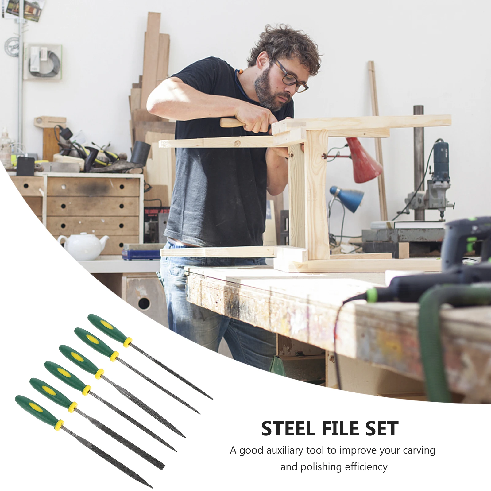 6 Pcs Steel File Set Woodworking Hand Tools Small Files for Plastic Curved Flat Polishing Carving Remodeling
6 Pcs Steel File Set Woodworking Hand Tools Small Files for Plastic Curved Flat Polishing Carving Remodeling