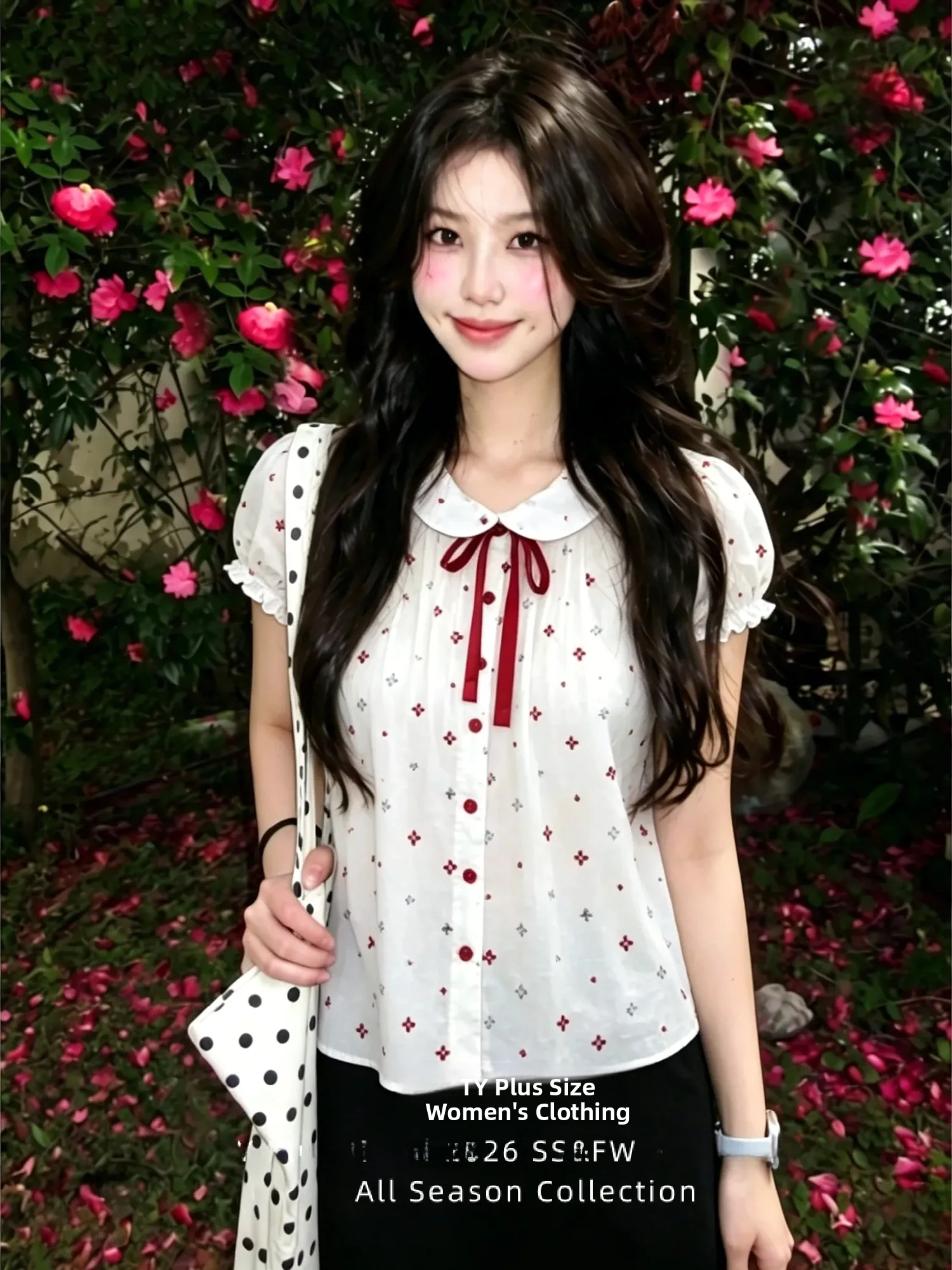Floral Print Doll Collar Bubble Sleeve Shirt with Ribbon Bow And Pleats Slimming Top for plus Size Women Summer French Style ...
Floral Print Doll Collar Bubble Sleeve Shirt with Ribbon Bow And Pleats Slimming Top for plus Size Women Summer French Style ...