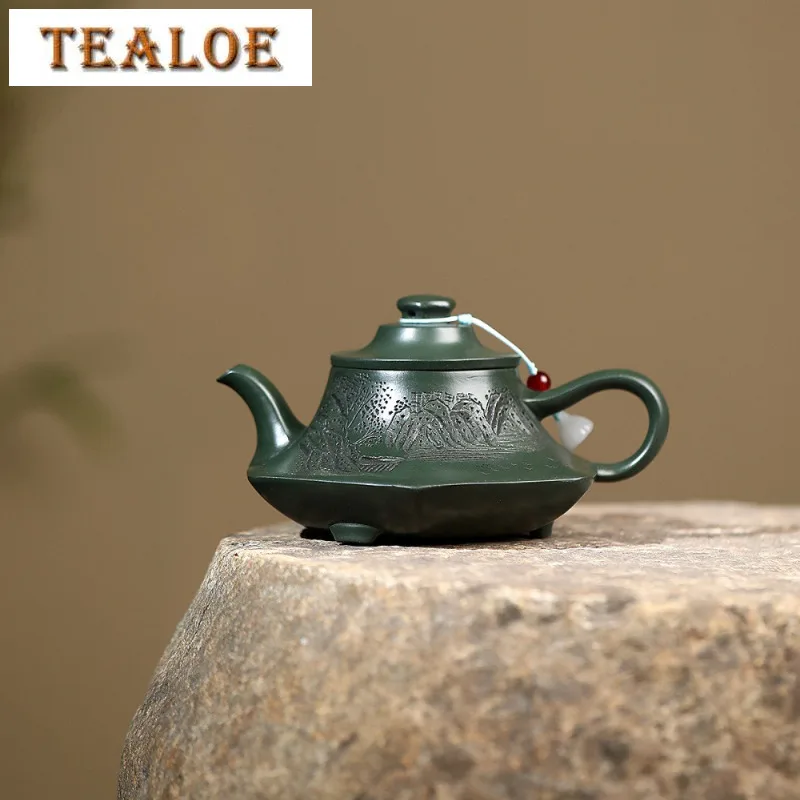 260ml Yixing Purple Clay Teapot Handmade Three-legged Cloud Furnace Pot Raw Ore Blackish Green Mud Kettle With Infuser Zisha Tea
260ml Yixing Purple Clay Teapot Handmade Three-legged Cloud Furnace Pot Raw Ore Blackish Green Mud Kettle With Infuser Zisha Tea