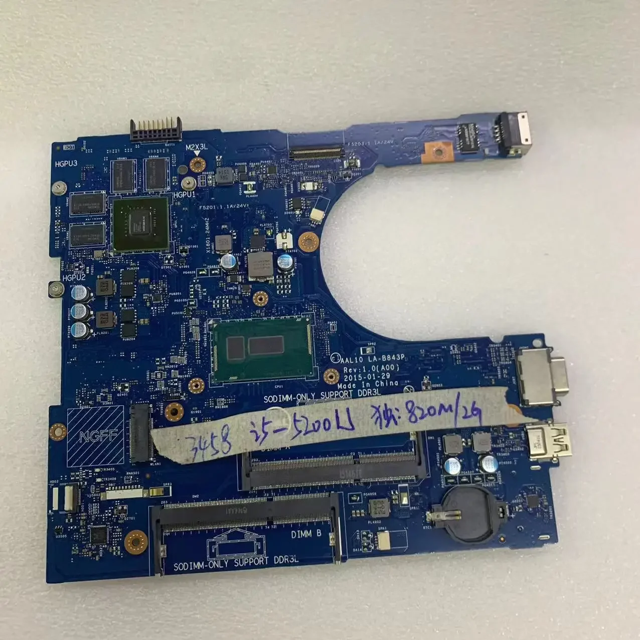 For Inspiron 14 5458 15 5558 17 5758 Vostro 3558 Series i5-5200U 2.2GHz SR23Y GT840M 2GB DDR3 Motherboard JVDMM LA-B843P
For Inspiron 14 5458 15 5558 17 5758 Vostro 3558 Series i5-5200U 2.2GHz SR23Y GT840M 2GB DDR3 Motherboard JVDMM LA-B843P