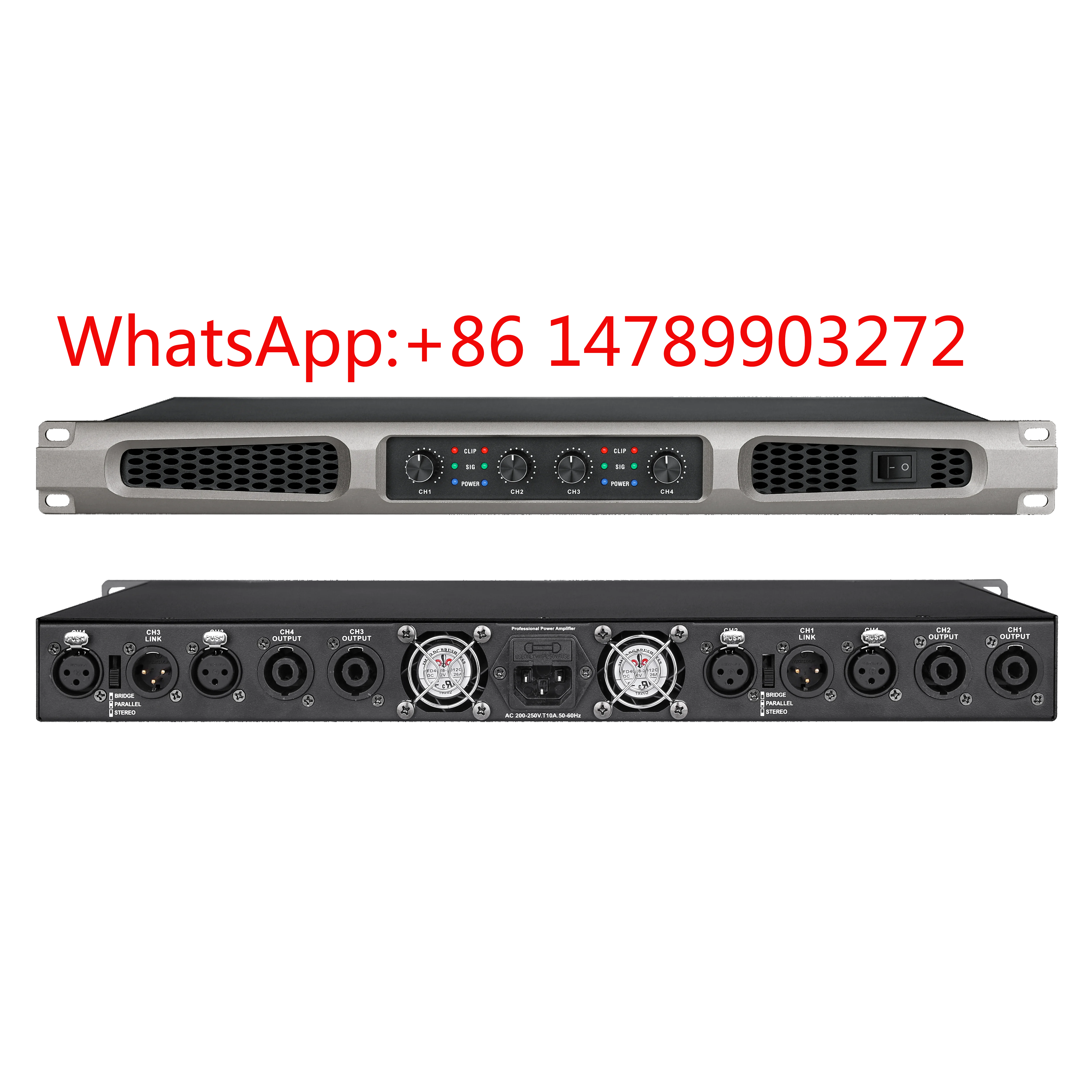 4 Channel Class D Amplifier 1U Rackmount Stage Karaoke Portable Audio Amp
4 Channel Class D Amplifier 1U Rackmount Stage Karaoke Portable Audio Amp