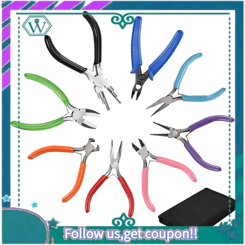 A09P 8 Pieces Jewelry Making Pliers Tool Kit, Needle Nose Pliers, Round Nose Pliers, Nylon Jaw Pliers For Jewelry DIY
A09P 8 Pieces Jewelry Making Pliers Tool Kit, Needle Nose Pliers, Round Nose Pliers, Nylon Jaw Pliers For Jewelry DIY
