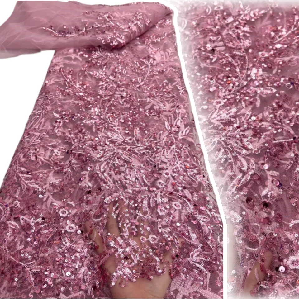 Pink African Groom Beaded Lace Fabric 2026 High Quality Nigerian Sequins Embroidery Lace for Bridal Party Dress Sewing 2794
Pink African Groom Beaded Lace Fabric 2026 High Quality Nigerian Sequins Embroidery Lace for Bridal Party Dress Sewing 2794