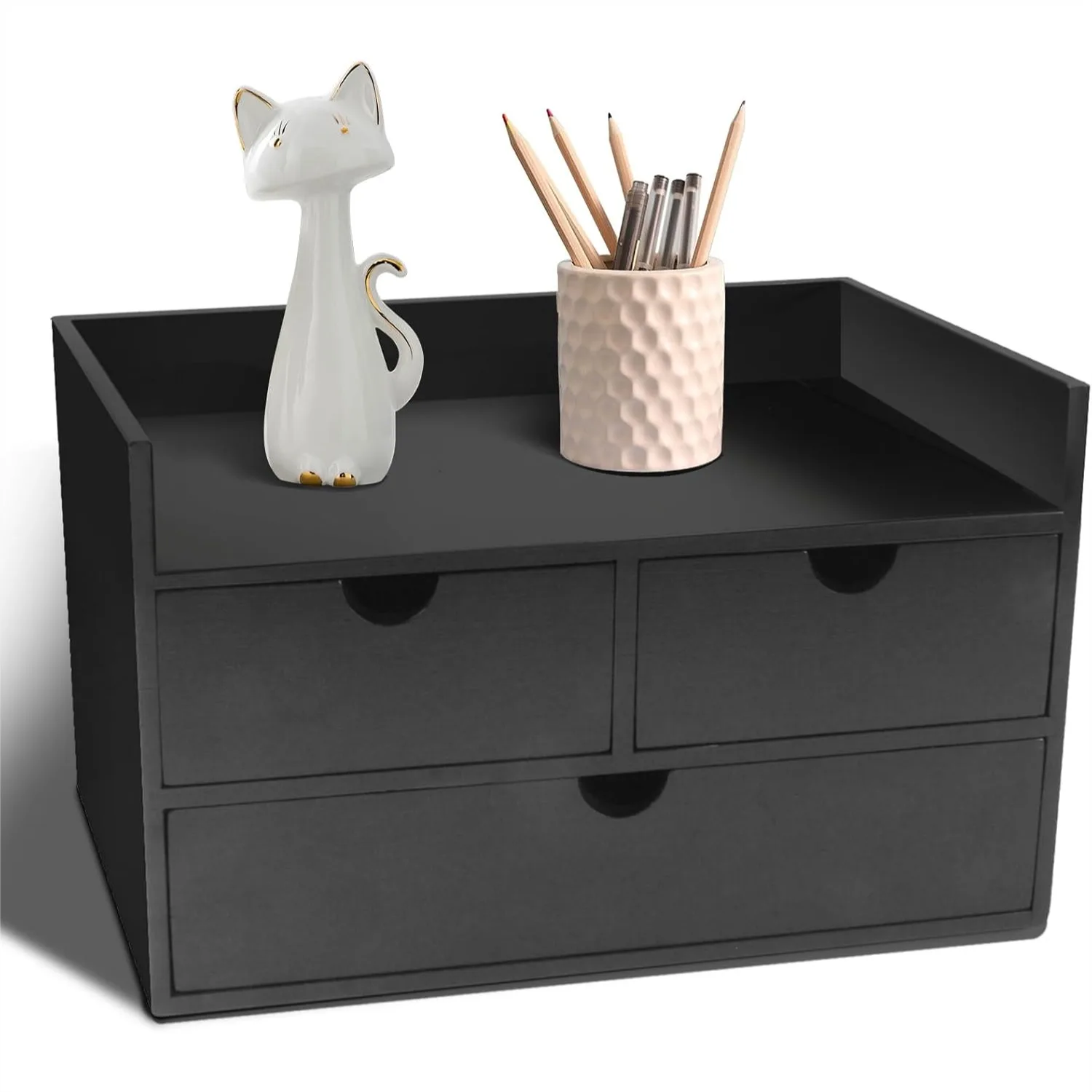 Bamboo Desk Organizer with 3 Drawers and Shelf, Countertop Storage for Office, Makeup, and Home Workspace (Black)
Bamboo Desk Organizer with 3 Drawers and Shelf, Countertop Storage for Office, Makeup, and Home Workspace (Black)