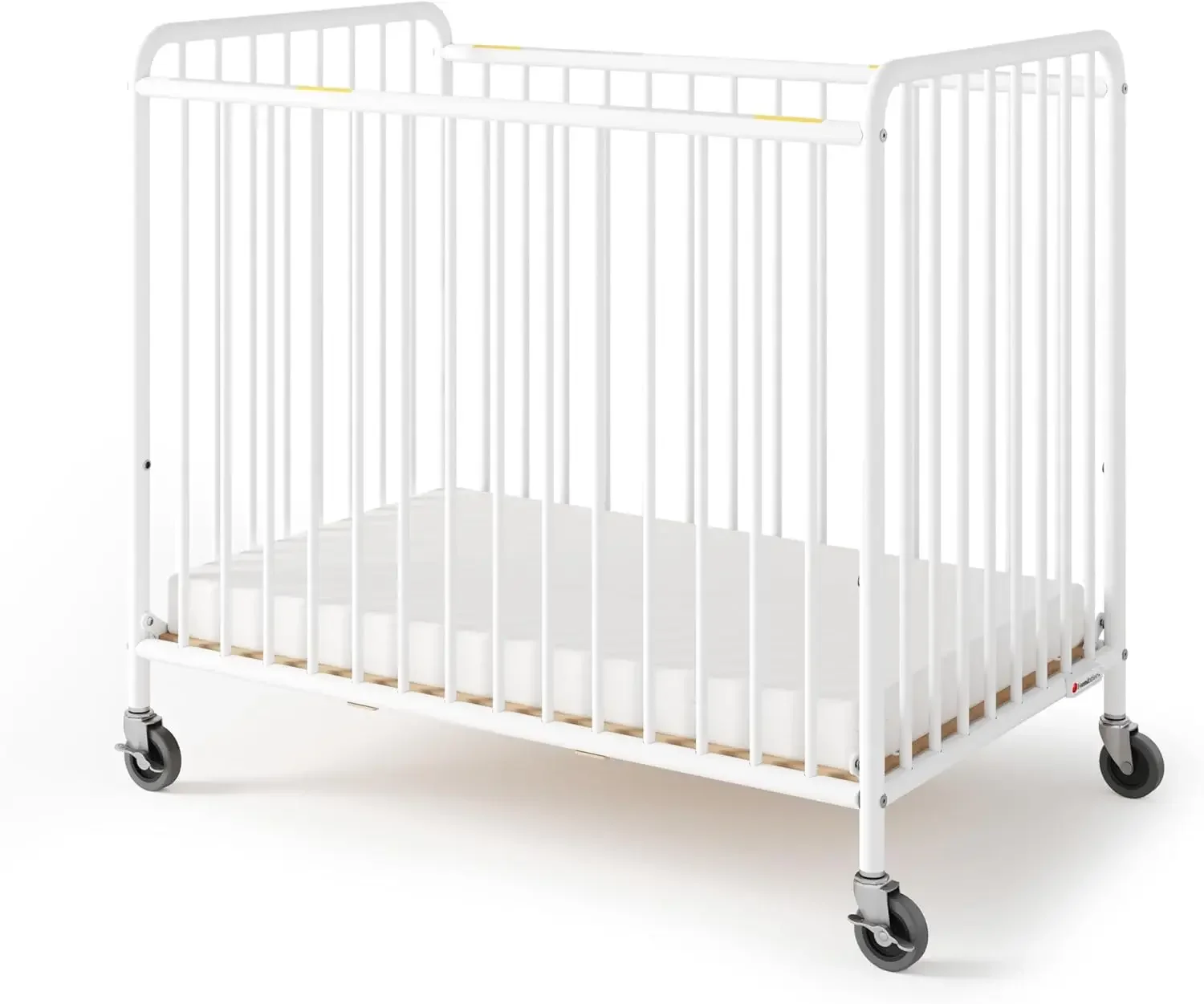 Slatted Metal Daycare Crib Compact Mini Size Adjustable Mattress Board Three Inch Casters White Easy Clean Durable Finish
Slatted Metal Daycare Crib Compact Mini Size Adjustable Mattress Board Three Inch Casters White Easy Clean Durable Finish