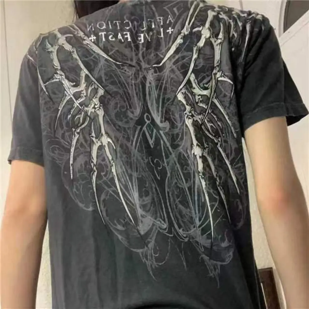 Women's Short-Sleeved T-shirt Gothic Skull Print Independent Station Fashion Spring Style
Women's Short-Sleeved T-shirt Gothic Skull Print Independent Station Fashion Spring Style