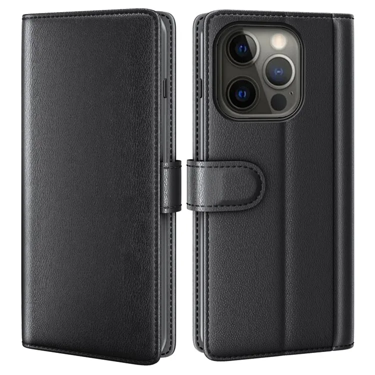 Genuine Leather Magnetic Clasp Stand Wallet Phone Case Shell for iPhone 13 Pro 6.1 inch - Black
Genuine Leather Magnetic Clasp Stand Wallet Phone Case Shell for iPhone 13 Pro 6.1 inch - Black
