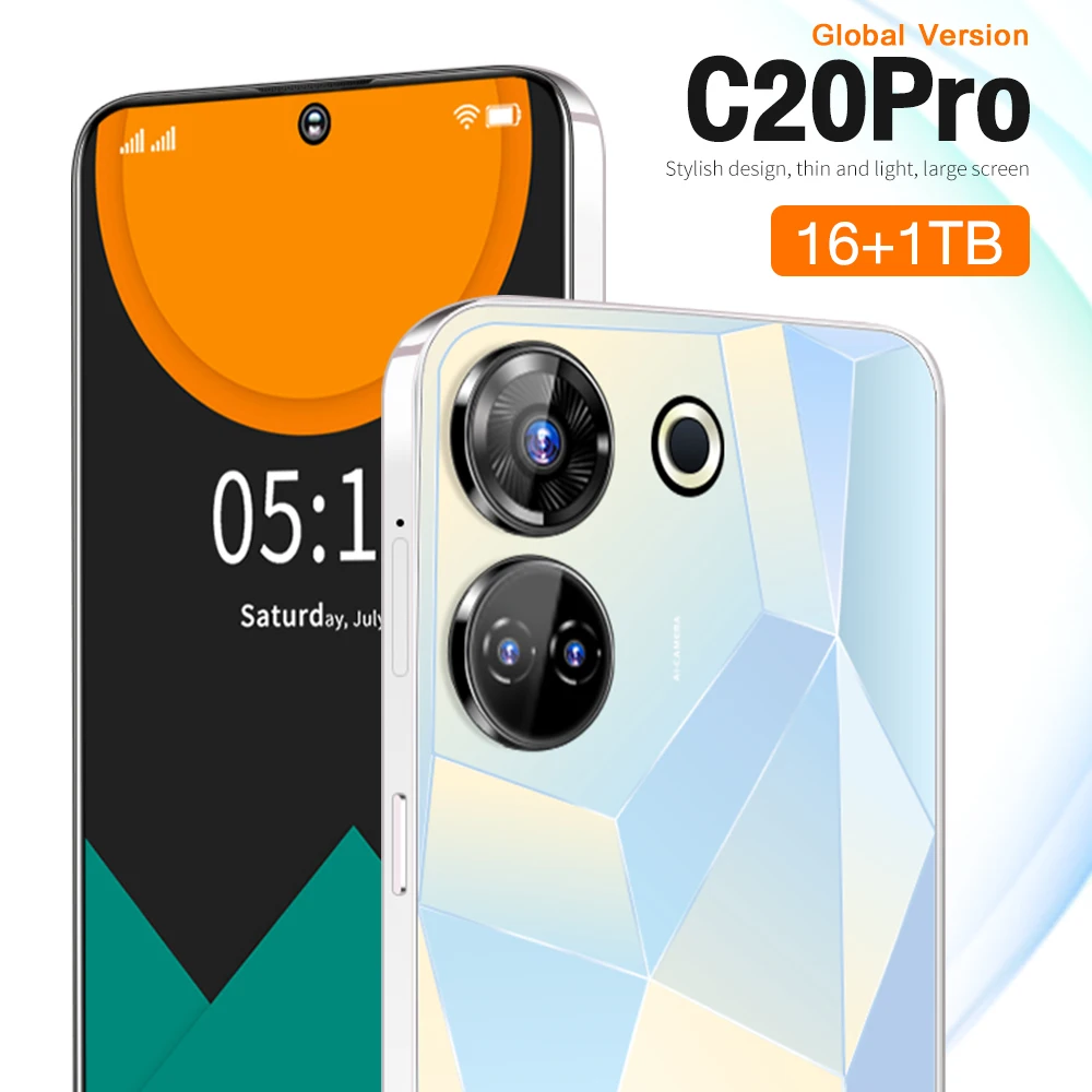 Global Edition C20pro Smartphone 5G Dual SIM Dual Standby 7.3-inch Max Memory 16GB+1TB Android 13 8000mAh HD Phone
Global Edition C20pro Smartphone 5G Dual SIM Dual Standby 7.3-inch Max Memory 16GB+1TB Android 13 8000mAh HD Phone