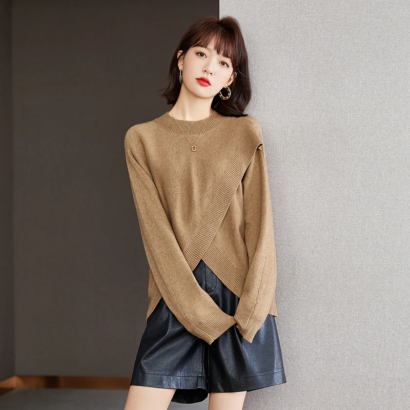 Irregular Brown Pullover Sweater Knit Tops Autumn Winter Women Long Sleeve O-neck Casual Loose Pullovers Knitwear Female B1682
Irregular Brown Pullover Sweater Knit Tops Autumn Winter Women Long Sleeve O-neck Casual Loose Pullovers Knitwear Female B1682