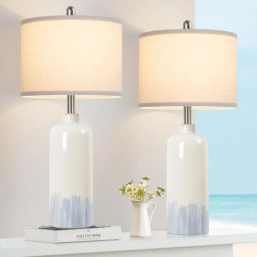 26 Ceramic Table Lamps Set of 2, Coastal Living Room Table Lamps with Cream Fabric Shades, Large Modern Bedside Lamps for Bedroo
26 Ceramic Table Lamps Set of 2, Coastal Living Room Table Lamps with Cream Fabric Shades, Large Modern Bedside Lamps for Bedroo