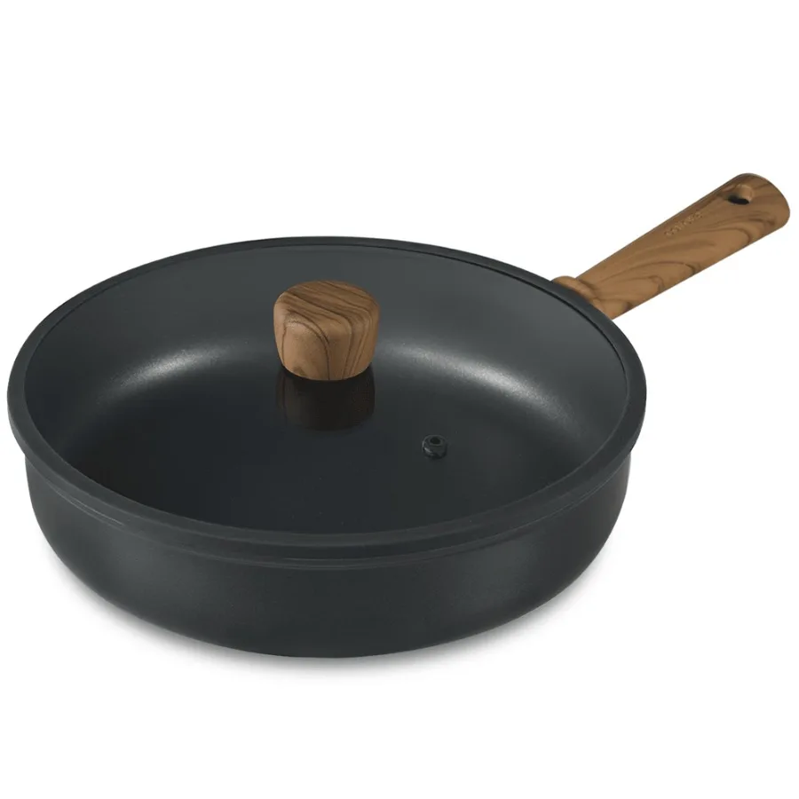 Titanium Nonstick Saute Pan with Lid 11" Non-Stick Jumbo Cooker Compatible with All Stoves Dishwasher Safe 5QT Black
Titanium Nonstick Saute Pan with Lid 11" Non-Stick Jumbo Cooker Compatible with All Stoves Dishwasher Safe 5QT Black
