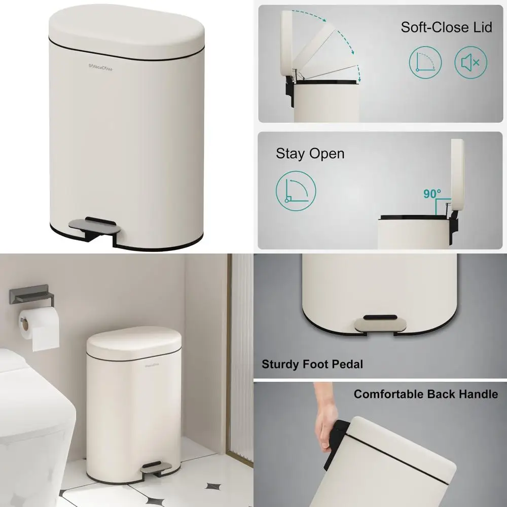 Stainless Steel Oval Soft Close Lid Trash Bin with Removable Bucket for Bathroom and Office Use
Stainless Steel Oval Soft Close Lid Trash Bin with Removable Bucket for Bathroom and Office Use
