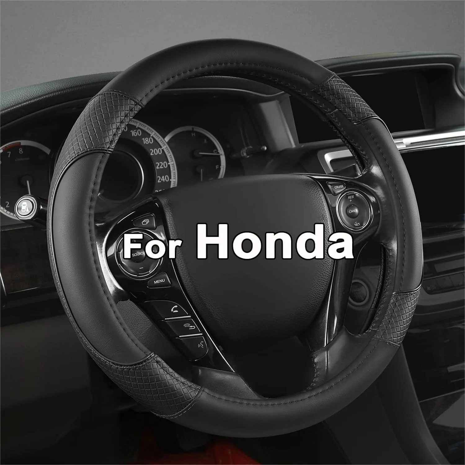 Microfiber Leather Steering Wheel Cover for Honda Accord Civic CR-V HR-V Pilot, Diamond Pattern Anti-Slip, Standard Size 14.5-15
Microfiber Leather Steering Wheel Cover for Honda Accord Civic CR-V HR-V Pilot, Diamond Pattern Anti-Slip, Standard Size 14.5-15