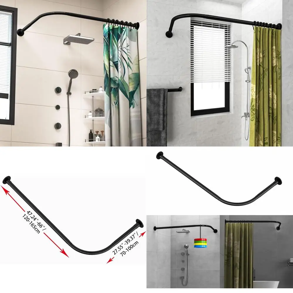 L-Shaped Adjustable Black Shower Curtain Rod, 27-39 Width x 47-65 Height, No Drill Install with Hooks
L-Shaped Adjustable Black Shower Curtain Rod, 27-39 Width x 47-65 Height, No Drill Install with Hooks