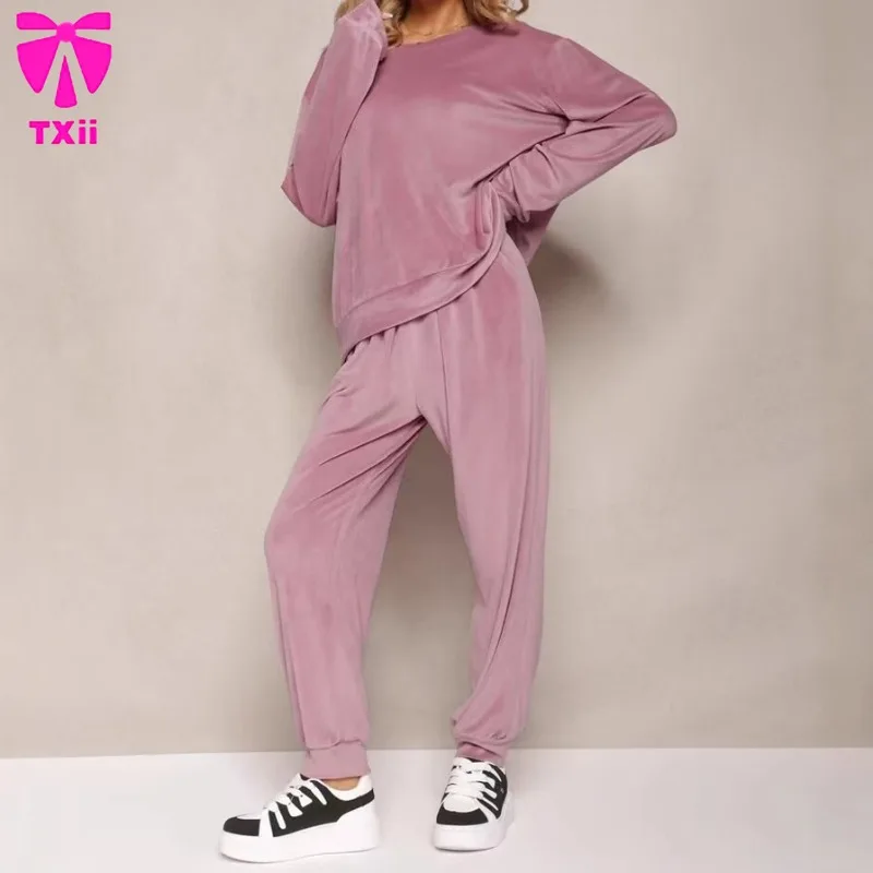 Sleep set, pajama set, long sleeved pajama, casual home wear, loose solid color pajama, women's two-piece set
Sleep set, pajama set, long sleeved pajama, casual home wear, loose solid color pajama, women's two-piece set
