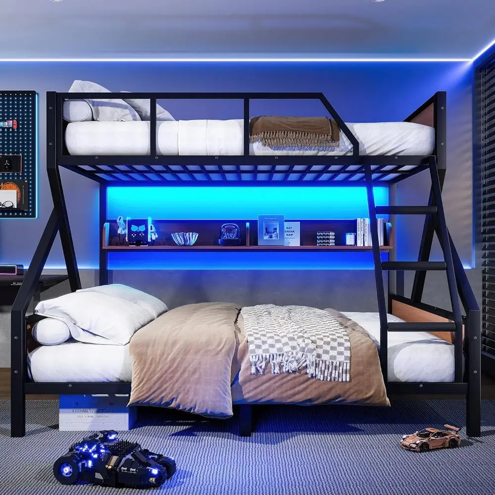 Queen Over King Bunk Bed with Storage and LED Lights, Metal Frame for Kids, Teens, and Adults, Space-Saving and Noise-Free Desig
Queen Over King Bunk Bed with Storage and LED Lights, Metal Frame for Kids, Teens, and Adults, Space-Saving and Noise-Free Desig