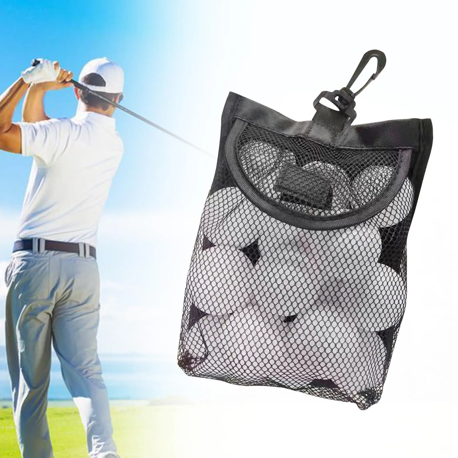 Golf Ball Bag Golf Accessories with Hook Durable Net Bag Black Mesh Bag for Baseball Balls Tennis Balls Sports Golf Tees Gym
Golf Ball Bag Golf Accessories with Hook Durable Net Bag Black Mesh Bag for Baseball Balls Tennis Balls Sports Golf Tees Gym