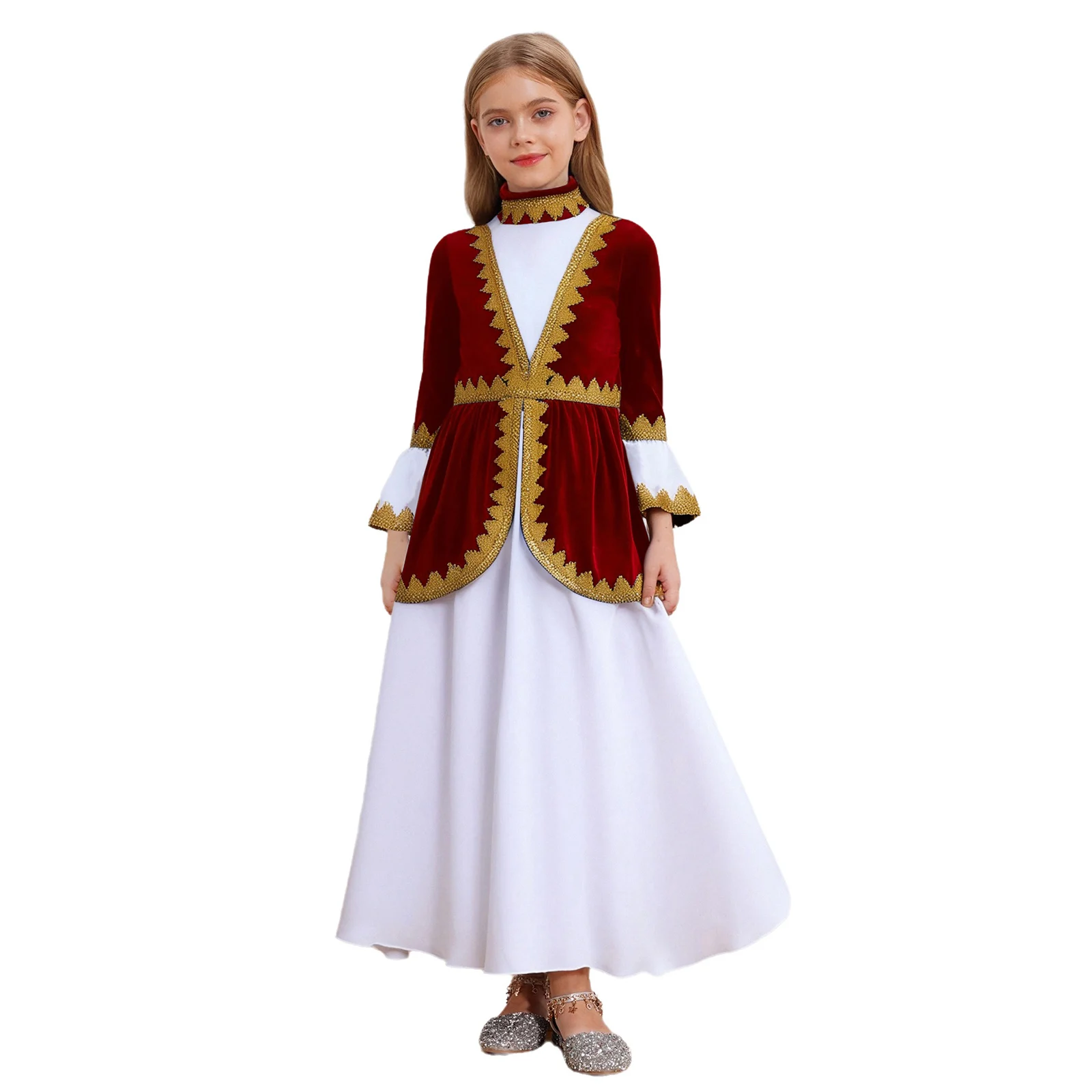 Kids Girls Russian Folk Dress Princess Long Sleeve Back Zipper Gold Webbing Role Play Costume for Halloween Cosplay Performance
Kids Girls Russian Folk Dress Princess Long Sleeve Back Zipper Gold Webbing Role Play Costume for Halloween Cosplay Performance