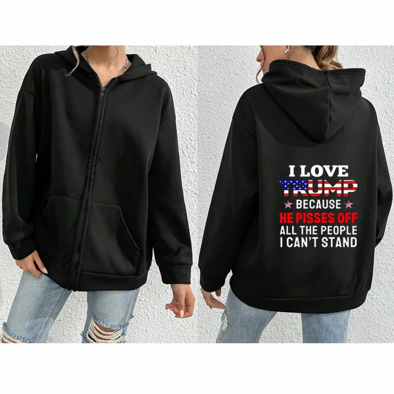 I Love Trump Zip Sweatshirts Text Flag Print Trump Supporters For Men Women Hoodie Suitable For Autumn And Winter
I Love Trump Zip Sweatshirts Text Flag Print Trump Supporters For Men Women Hoodie Suitable For Autumn And Winter
