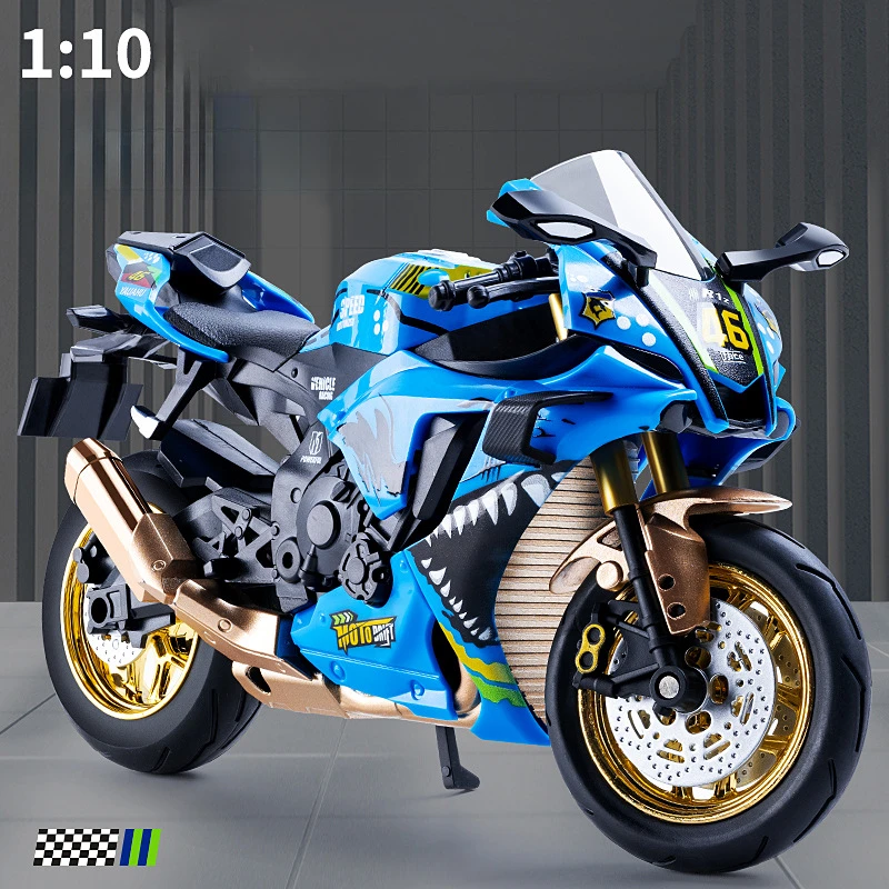 1:10 Yamaha сплав гоночный мотоцикл модель литья под давлением уличный спортивный мотоцикл модель моделирование звук и свет детские игрушки подарок
1:10 Yamaha сплав гоночный мотоцикл модель литья под давлением уличный спортивный мотоцикл модель моделирование звук и свет детские игрушки подарок