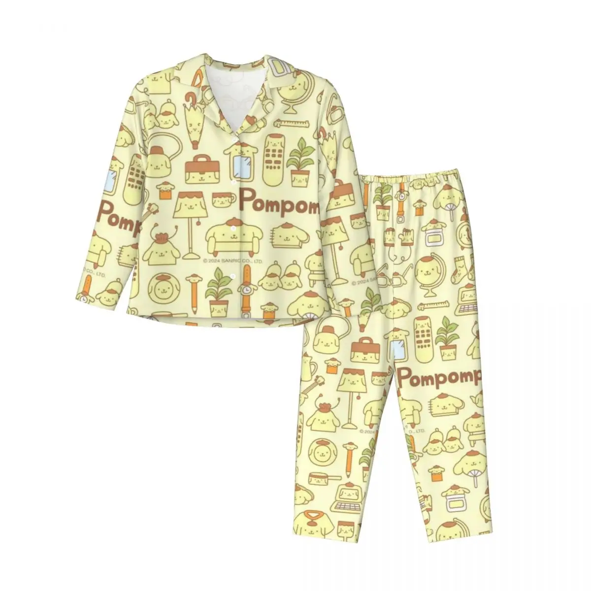 Sanrio Pompompurin женский пижамный комплект, комплект из 2 предметов для женщин, повседневный костюм с длинными рукавами
Sanrio Pompompurin женский пижамный комплект, комплект из 2 предметов для женщин, повседневный костюм с длинными рукавами